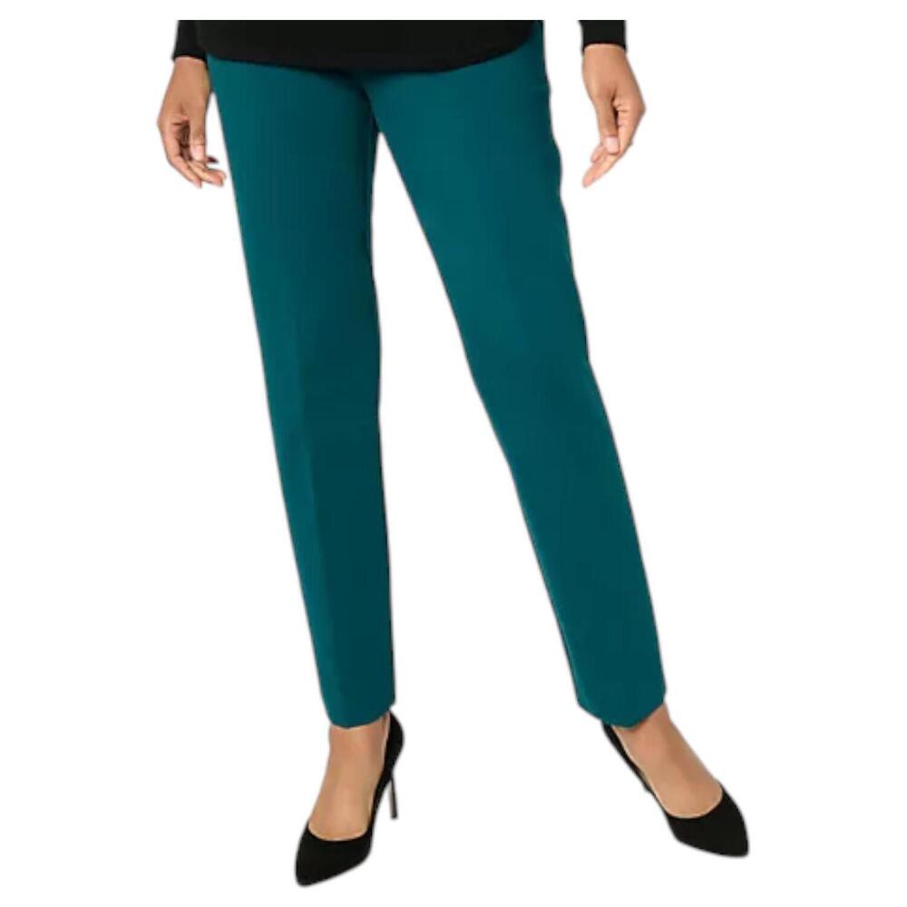 Susan Graver Ponte Straight-Leg Pull-On Pants Deep Mallard - Regular